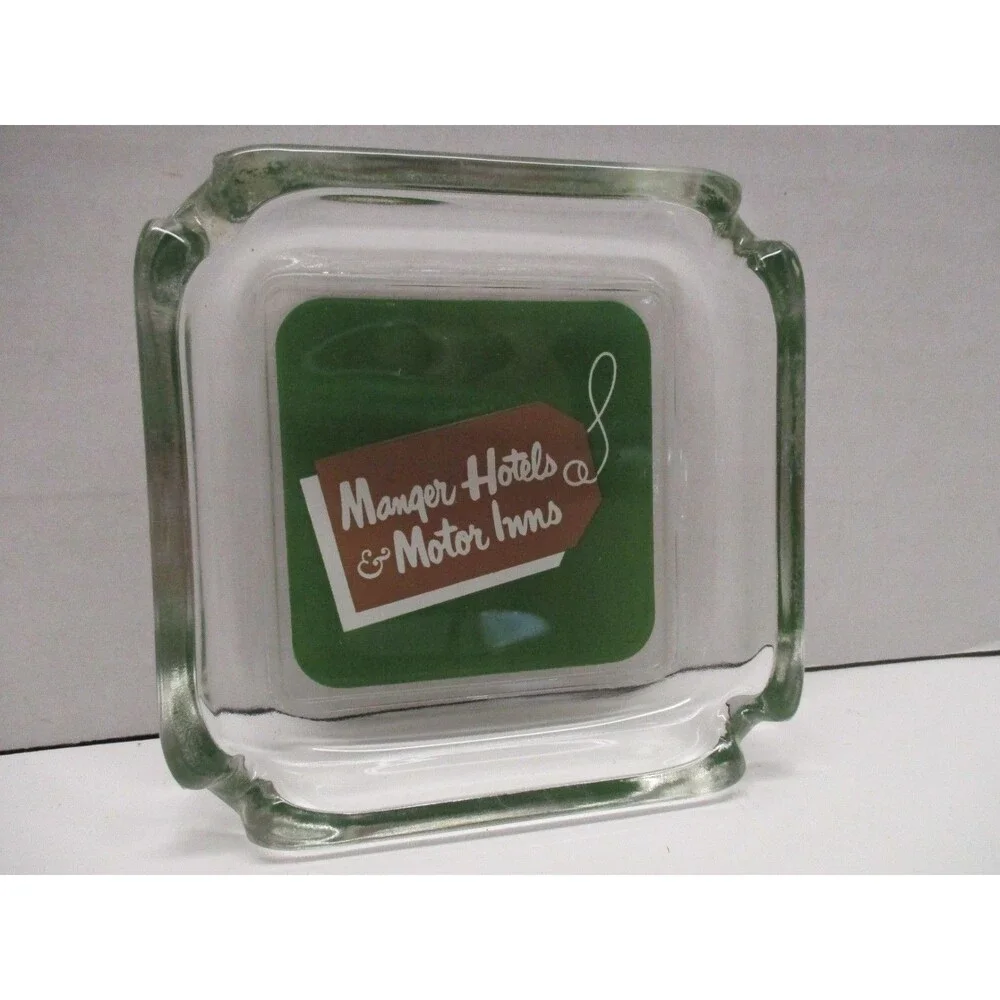 Vintage Advertising Ashtray Glass Manger Hotels and Motor Inns And Soap Bars